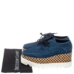 Stella McCartney Blue Denim Fabric Cork Platform Sneakers Size 38 For Women -Stella McCartney Sales luxury women stella mccartney used shoes p373079 007