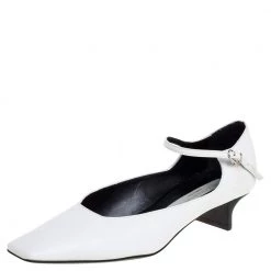 Stella McCartney White Faux Leather Percy Mary Jane Square Toe Pump Size 36 For Women