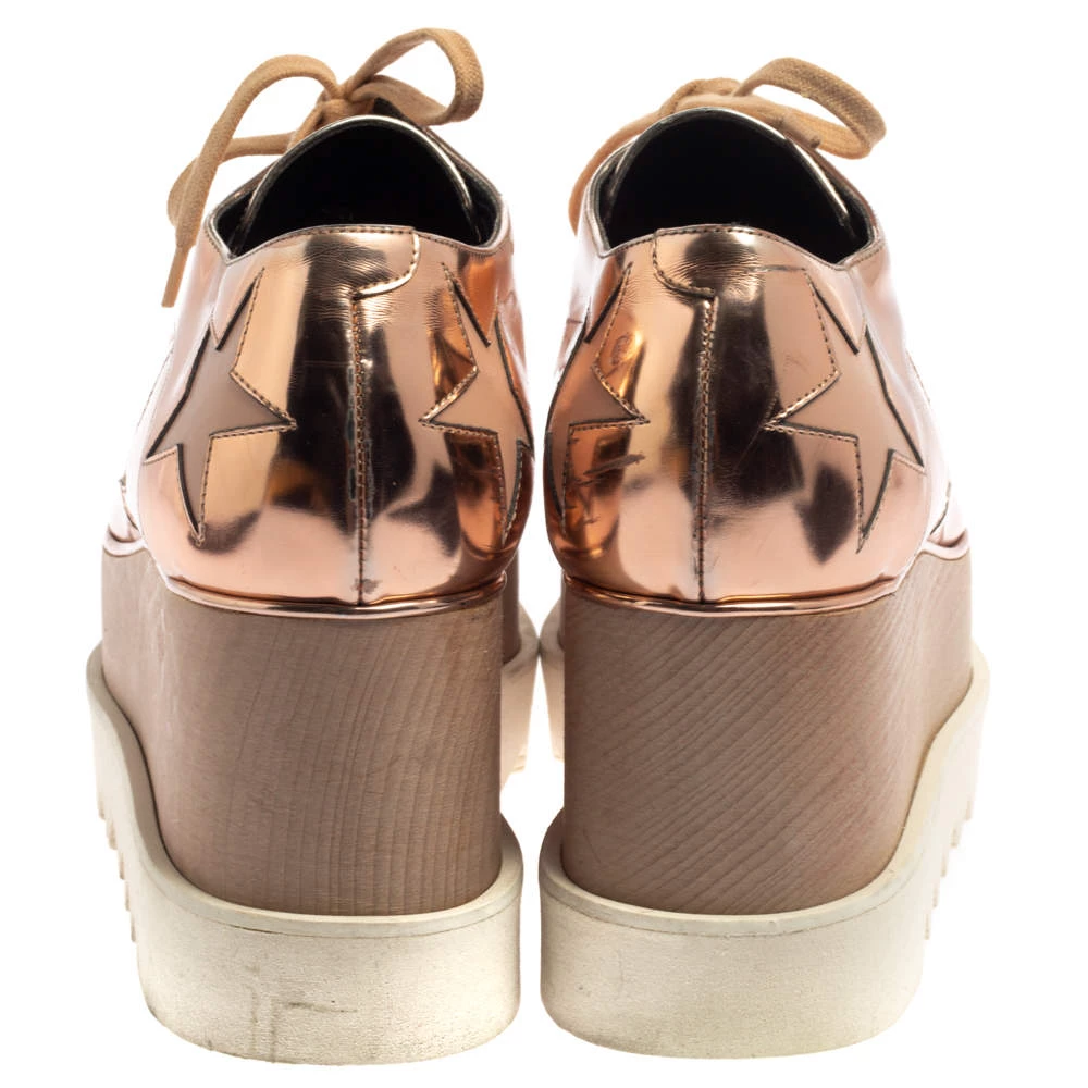 Stella McCartney Rose Gold Faux Patent Leather Elyse Star Platform Sneakers Size 38.5 For Women 7 Stella McCartney Rose Gold Faux Patent Leather Elyse Star Platform Sneakers Size 38.5 For Women - Image 5