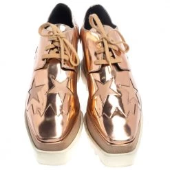 Stella McCartney Rose Gold Faux Patent Leather Elyse Star Platform Sneakers Size 38.5 For Women 12 Stella McCartney Rose Gold Faux Patent Leather Elyse Star Platform Sneakers Size 38.5 For Women -Stella McCartney Sales luxury women stella mccartney used shoes p374593 007