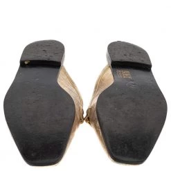 Stella McCartney Gold Faux Croc Embossed Leather Flat Mules Size 38.5 For Women -Stella McCartney Sales luxury women stella mccartney used shoes p381560 004