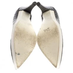 Stella McCartney Black Faux Croc Embossed Leather Pointed Toe Platform Pumps Size 39.5 For Women -Stella McCartney Sales luxury women stella mccartney used shoes p384752 002