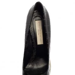 Stella McCartney Black Faux Croc Embossed Leather Pointed Toe Platform Pumps Size 39.5 For Women -Stella McCartney Sales luxury women stella mccartney used shoes p384752 003