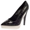 Stella McCartney Black Faux Croc Embossed Leather Pointed Toe Platform Pumps Size 39.5 For Women -Stella McCartney Sales luxury women stella mccartney used shoes p384752 004