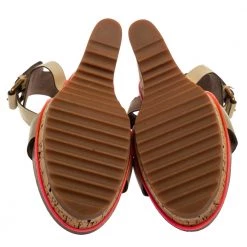 Stella McCartney Cream Suede Ankle Strap Wedge Sandals Size 39 For Women -Stella McCartney Sales luxury women stella mccartney used shoes p384775 003