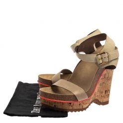 Stella McCartney Cream Suede Ankle Strap Wedge Sandals Size 39 For Women -Stella McCartney Sales luxury women stella mccartney used shoes p384775 004