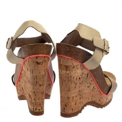 Stella McCartney Cream Suede Ankle Strap Wedge Sandals Size 39 For Women -Stella McCartney Sales luxury women stella mccartney used shoes p384775 005