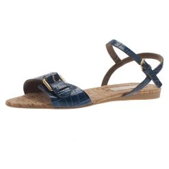 Stella McCartney Blue Faux Croc Linda Flat Sandals Size 41 For Women