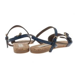 Stella McCartney Blue Faux Croc Linda Flat Sandals Size 41 For Women -Stella McCartney Sales luxury women stella mccartney used shoes p38718 005