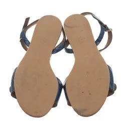 Stella McCartney Blue Faux Croc Linda Flat Sandals Size 41 For Women -Stella McCartney Sales luxury women stella mccartney used shoes p38718 007