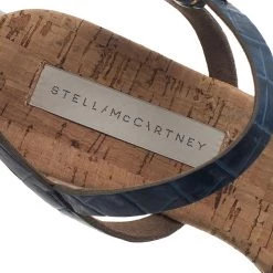 Stella McCartney Blue Faux Croc Linda Flat Sandals Size 41 For Women -Stella McCartney Sales luxury women stella mccartney used shoes p38718 010