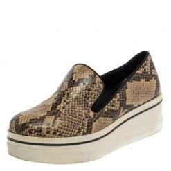Stella McCartney Multicolor Python Embossed Leather Platform Slip On Sneakers Size 38 For Women