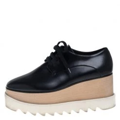Stella McCartney Black Faux Leather Elyse Platform Sneakers Size 37 For Women -Stella McCartney Sales luxury women stella mccartney used shoes p389472 004
