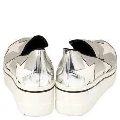 Stella McCartney Metallic Silver Faux Leather Binx Star Platform Slip On Sneakers Size 41 For Women -Stella McCartney Sales luxury women stella mccartney used shoes p392377 001