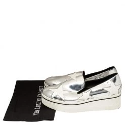 Stella McCartney Metallic Silver Faux Leather Binx Star Platform Slip On Sneakers Size 41 For Women -Stella McCartney Sales luxury women stella mccartney used shoes p392377 002
