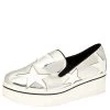 Stella McCartney Metallic Silver Faux Leather Binx Star Platform Slip On Sneakers Size 41 For Women -Stella McCartney Sales luxury women stella mccartney used shoes p392377 004