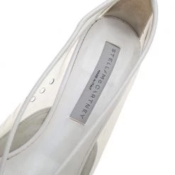 Stella McCartney White Faux Leather And PVC Pointed Toe Pumps Size 40 For Women -Stella McCartney Sales luxury women stella mccartney used shoes p392875 005