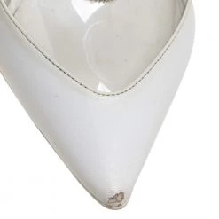 Stella McCartney White Faux Leather And PVC Pointed Toe Pumps Size 40 For Women -Stella McCartney Sales luxury women stella mccartney used shoes p392875 007