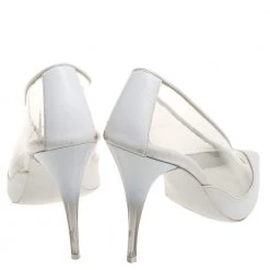 Stella McCartney White Faux Leather And PVC Pointed Toe Pumps Size 40 For Women -Stella McCartney Sales luxury women stella mccartney used shoes p392875 008