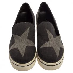 Stella McCartney Dark Grey Star Binx Canvas Platform Slip-On Sneaker Size 40 For Women -Stella McCartney Sales luxury women stella mccartney used shoes p393396 002