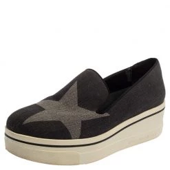 Stella McCartney Dark Grey Star Binx Canvas Platform Slip-On Sneaker Size 40 For Women
