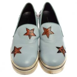 Stella McCartney Blue Faux Leather Binx Star Platform Slip On Sneakers Size 39 For Women -Stella McCartney Sales luxury women stella mccartney used shoes p393833 008