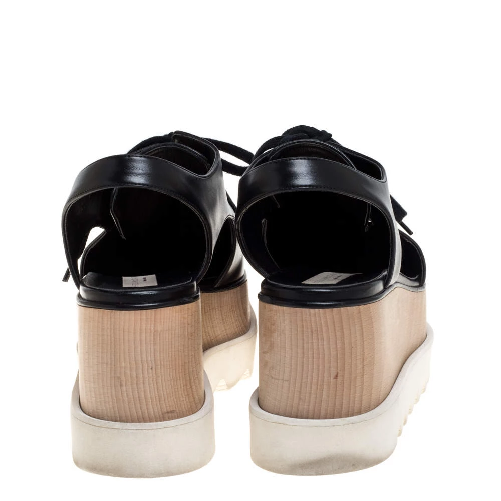 Stella McCartney Black Faux Leather Elyse Cut Out Derby Sneakers Size 39 For Women 7 Stella McCartney Black Faux Leather Elyse Cut Out Derby Sneakers Size 39 For Women - Image 5