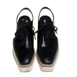 Stella McCartney Black Faux Leather Elyse Cut Out Derby Sneakers Size 39 For Women 12 Stella McCartney Black Faux Leather Elyse Cut Out Derby Sneakers Size 39 For Women -Stella McCartney Sales luxury women stella mccartney used shoes p396235 003