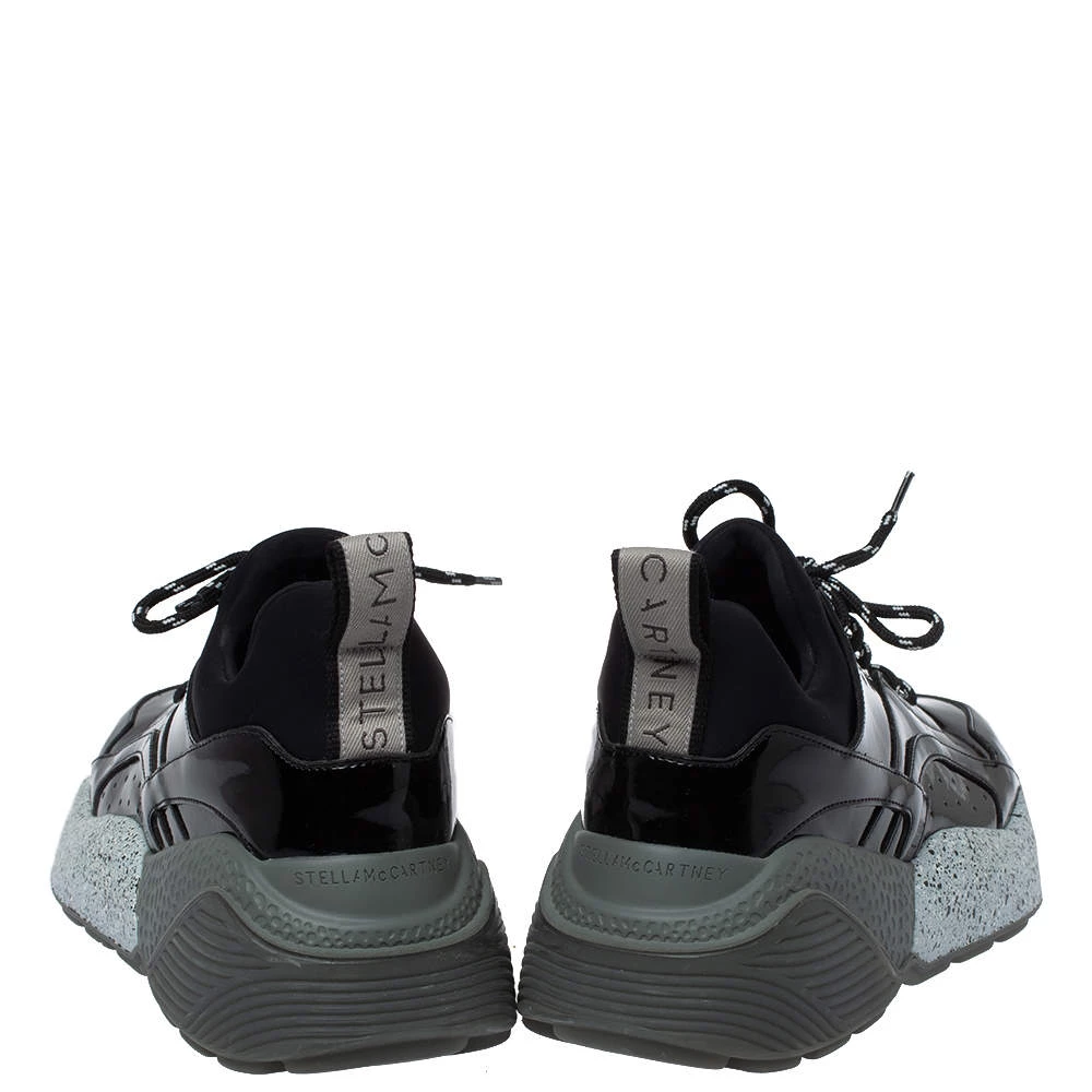 Stella McCartney Black Faux Patent Leather And Fabric Scuba Sneakers Size 41 For Women 7 Stella McCartney Black Faux Patent Leather And Fabric Scuba Sneakers Size 41 For Women - Image 5