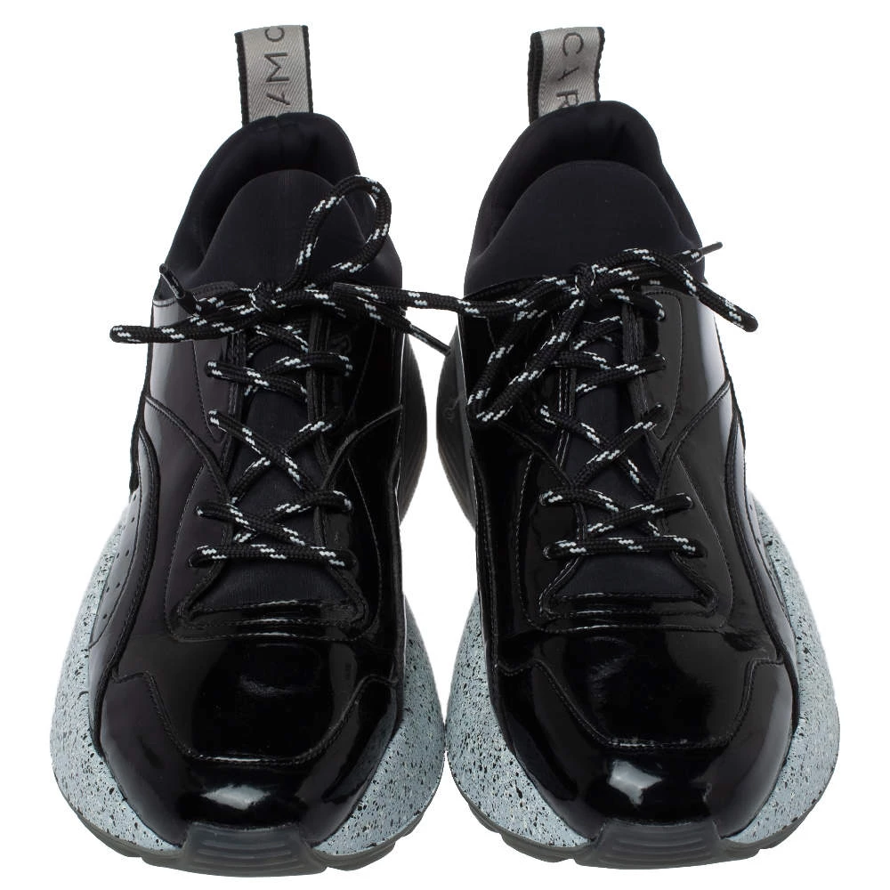 Stella McCartney Black Faux Patent Leather And Fabric Scuba Sneakers Size 41 For Women 5 Stella McCartney Black Faux Patent Leather And Fabric Scuba Sneakers Size 41 For Women - Image 3