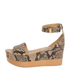 Stella McCartney Beige/Black Faux Python Ankle Strap Wedges Size 40 For Women -Stella McCartney Sales luxury women stella mccartney used shoes p401283 006