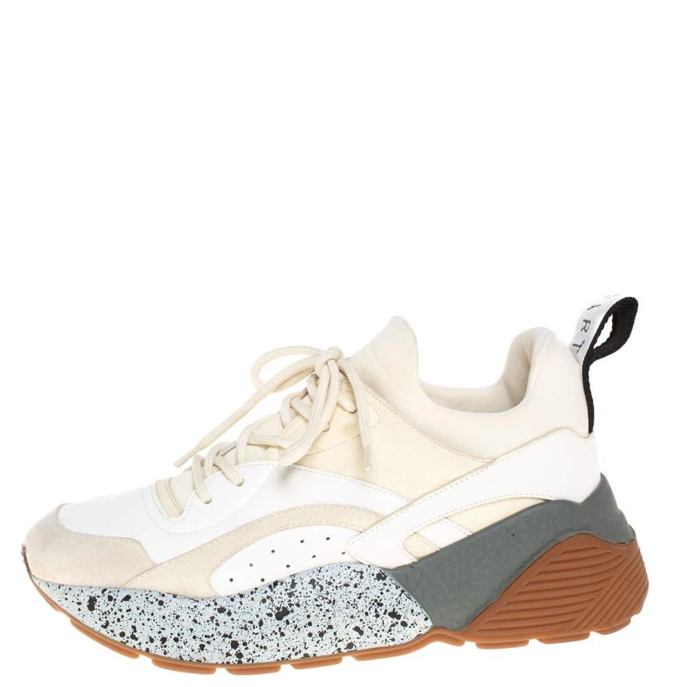 Stella McCartney White/Beige Faux Leather And Suede Eclypse Chunky Sneakers Size 39 For Women 4 Stella McCartney White/Beige Faux Leather And Suede Eclypse Chunky Sneakers Size 39 For Women - Image 2