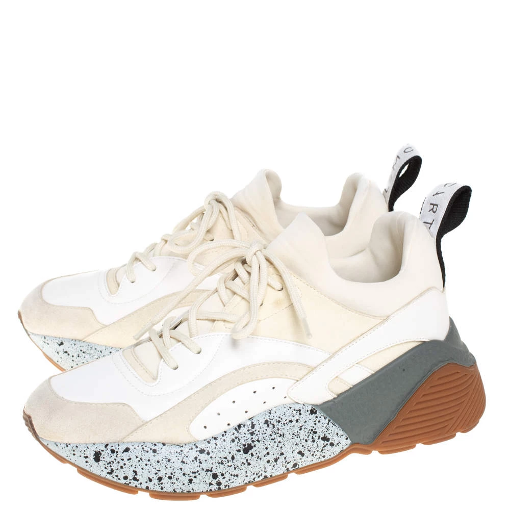 Stella McCartney White/Beige Faux Leather And Suede Eclypse Chunky Sneakers Size 39 For Women 6 Stella McCartney White/Beige Faux Leather And Suede Eclypse Chunky Sneakers Size 39 For Women - Image 4