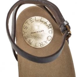 Stella McCartney Metallic Grey Faux Leather Ankle Strap Sandals Size 38 For Women -Stella McCartney Sales luxury women stella mccartney used shoes p405084 005