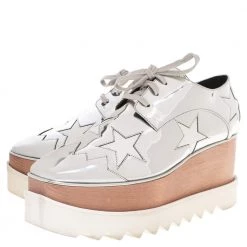 Stella McCartney Metallic Silver Faux Leather Elyse Star Platform Derby Size 38 For Women -Stella McCartney Sales luxury women stella mccartney used shoes p405313 001