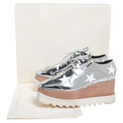 Stella McCartney Metallic Silver Faux Leather Elyse Star Platform Derby Size 38 For Women -Stella McCartney Sales luxury women stella mccartney used shoes p405313 002