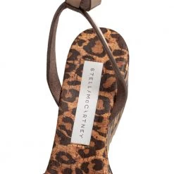 Stella McCartney Beige Faux Patent Leather Linda Leopard Print Cork Wedge Sandals Size 36 For Women -Stella McCartney Sales luxury women stella mccartney used shoes p406329 008