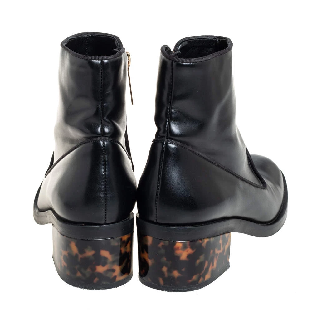 Stella McCartney Black Faux Leather Zip Booties Size 37.5 For Women 7 Stella McCartney Black Faux Leather Zip Booties Size 37.5 For Women - Image 5