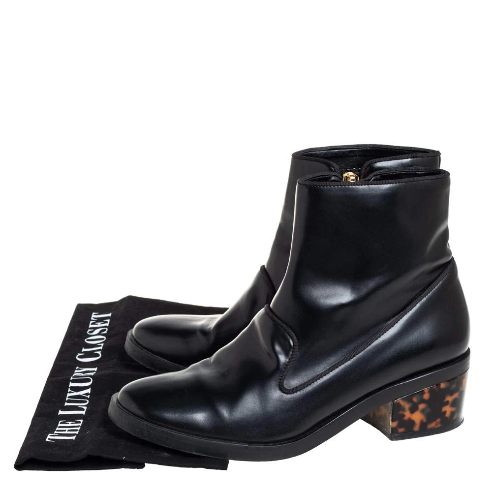 Stella McCartney Black Faux Leather Zip Booties Size 37.5 For Women 10 Stella McCartney Black Faux Leather Zip Booties Size 37.5 For Women - Image 8