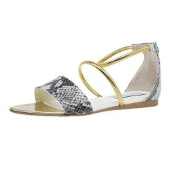 Stella McCartney Faux Python Chain Detail Flat Sandals Size 38.5 For Women