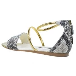 Stella McCartney Faux Python Chain Detail Flat Sandals Size 38.5 For Women -Stella McCartney Sales luxury women stella mccartney used shoes p41280 003
