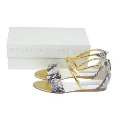 Stella McCartney Faux Python Chain Detail Flat Sandals Size 38.5 For Women -Stella McCartney Sales luxury women stella mccartney used shoes p41280 012