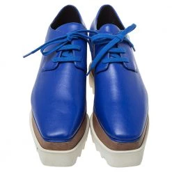 Stella McCartney Blue Faux Leather Platform Derby Size 38 For Women -Stella McCartney Sales luxury women stella mccartney used shoes p413106 001