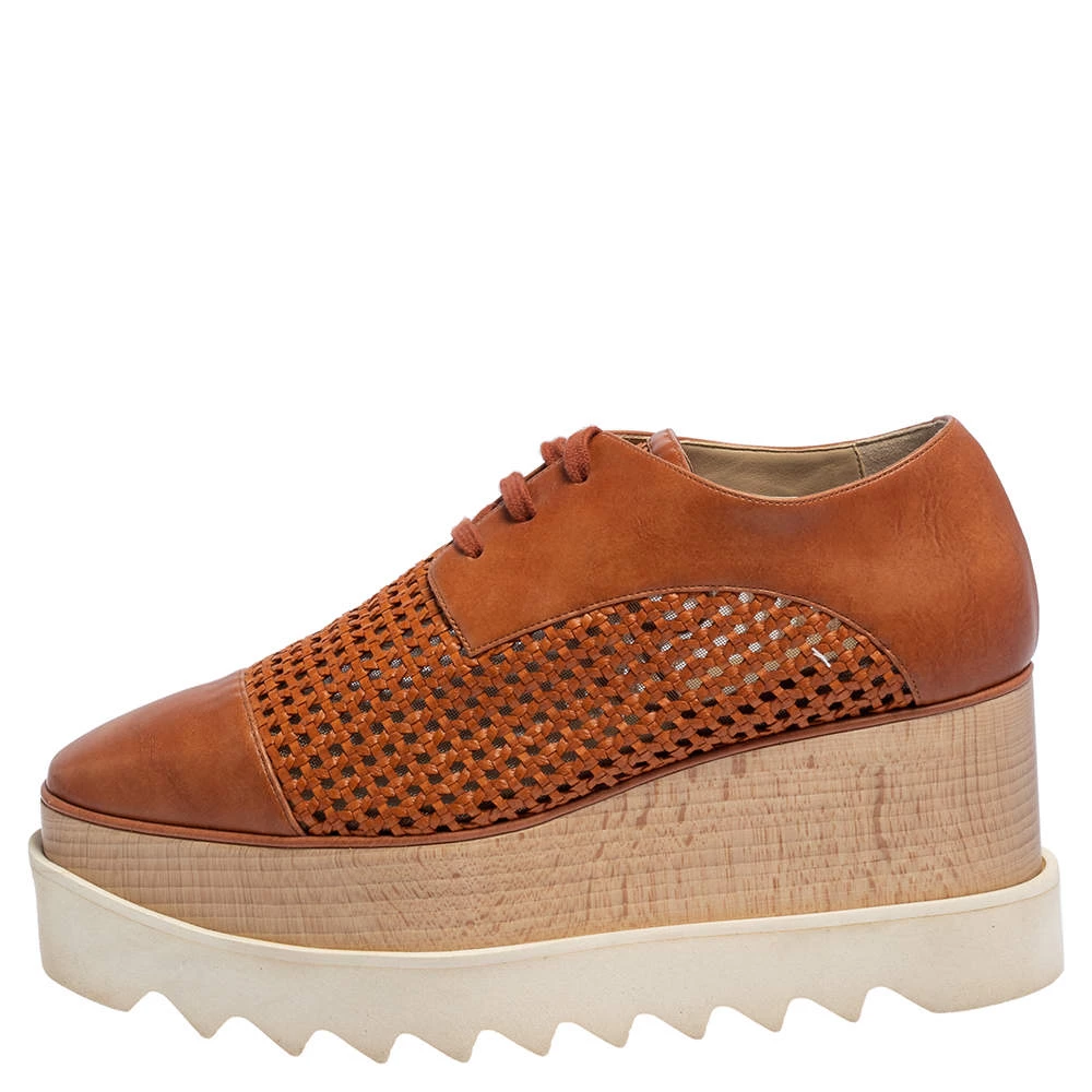 Stella McCartney Brown Faux Cut Out Leather Elyse Platform Derby Size 37 For Women 4 Stella McCartney Brown Faux Cut Out Leather Elyse Platform Derby Size 37 For Women - Image 2