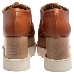 Stella McCartney Brown Faux Cut Out Leather Elyse Platform Derby Size 37 For Women 14 Stella McCartney Brown Faux Cut Out Leather Elyse Platform Derby Size 37 For Women -Stella McCartney Sales luxury women stella mccartney used shoes p413136 004
