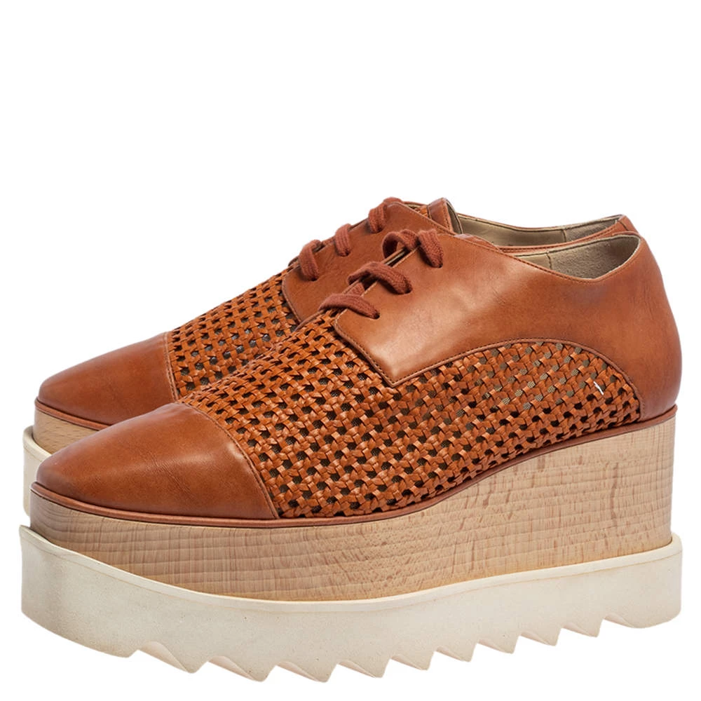 Stella McCartney Brown Faux Cut Out Leather Elyse Platform Derby Size 37 For Women 6 Stella McCartney Brown Faux Cut Out Leather Elyse Platform Derby Size 37 For Women - Image 4