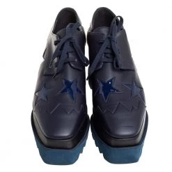 Stella McCartney Navy Blue Faux Leather Elyse Star Platform Derby Size 39 For Women -Stella McCartney Sales luxury women stella mccartney used shoes p413253 004