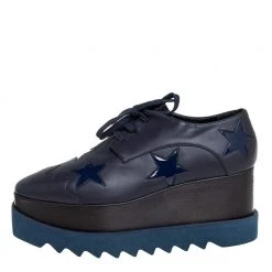 Stella McCartney Navy Blue Faux Leather Elyse Star Platform Derby Size 39 For Women -Stella McCartney Sales luxury women stella mccartney used shoes p413253 005