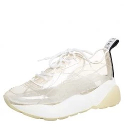 Stella McCartney White PVC And Leather Eclypse Sneakers Size 39 For Women