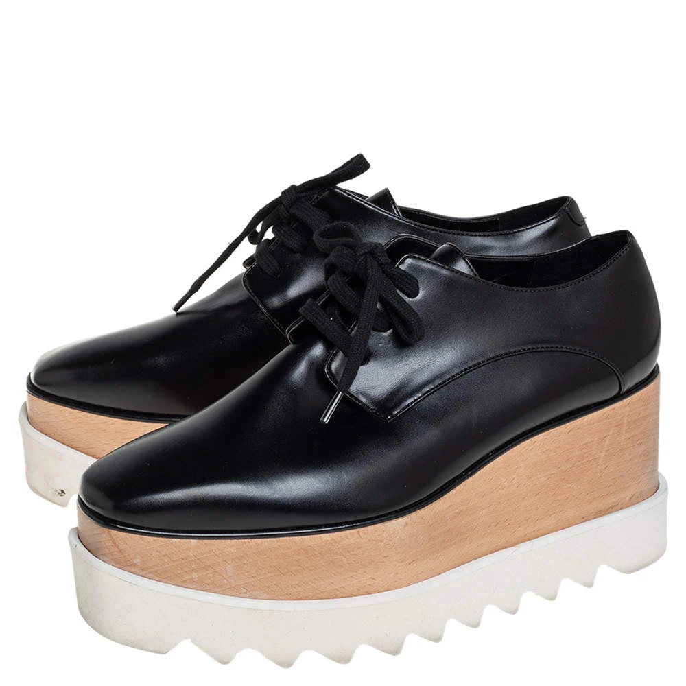 Stella McCartney Black Faux Leather Elyse Platform Derby Size 35.5 For Women 6 Stella McCartney Black Faux Leather Elyse Platform Derby Size 35.5 For Women - Image 4